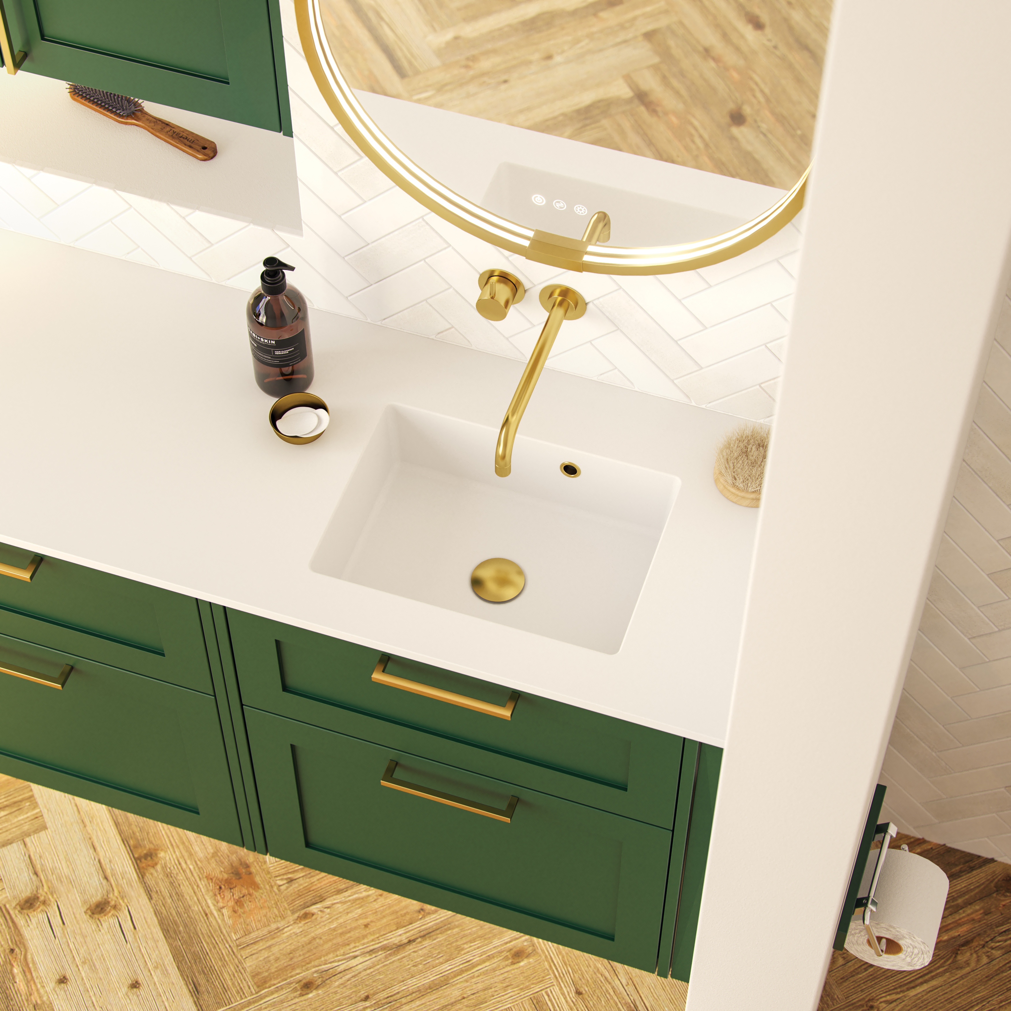 Servant på baderom, med såpe på siden